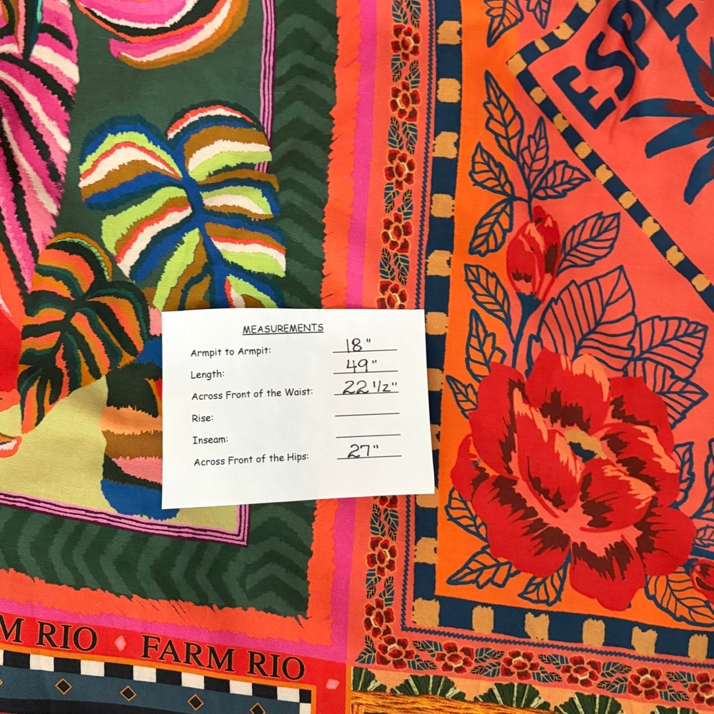 Anthropologie FARM RIO Mosaic Midi Dress Cotton Pockets Colorful Tropical Medium - Picture 15 of 15
